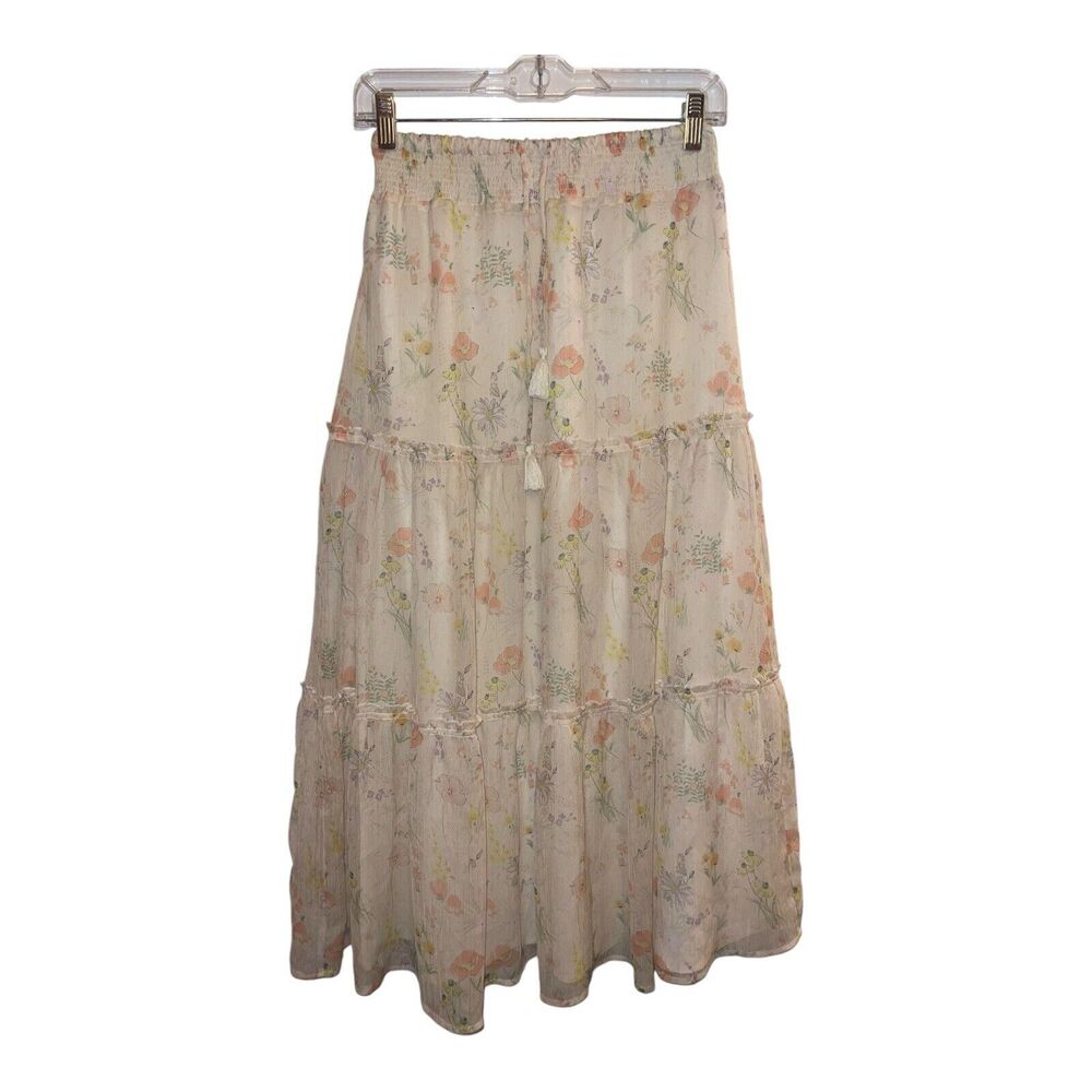 Margaret O’ Leary Floral Maxi Skirt Small Peasant Boho Tiered